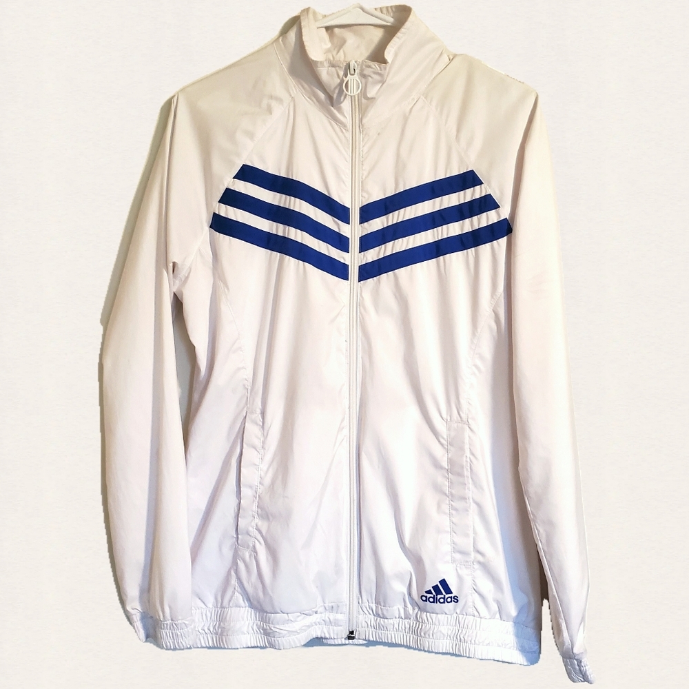 Adidas White and Blue Track Jacket